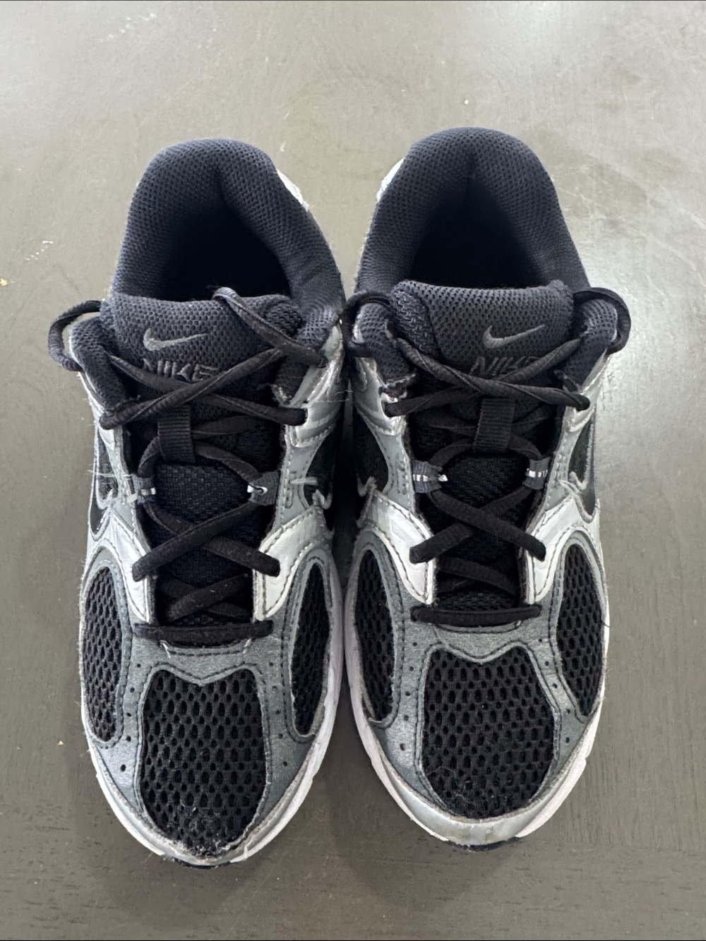 Nike Kids Black and Silver Mesh Athletic Sneakers